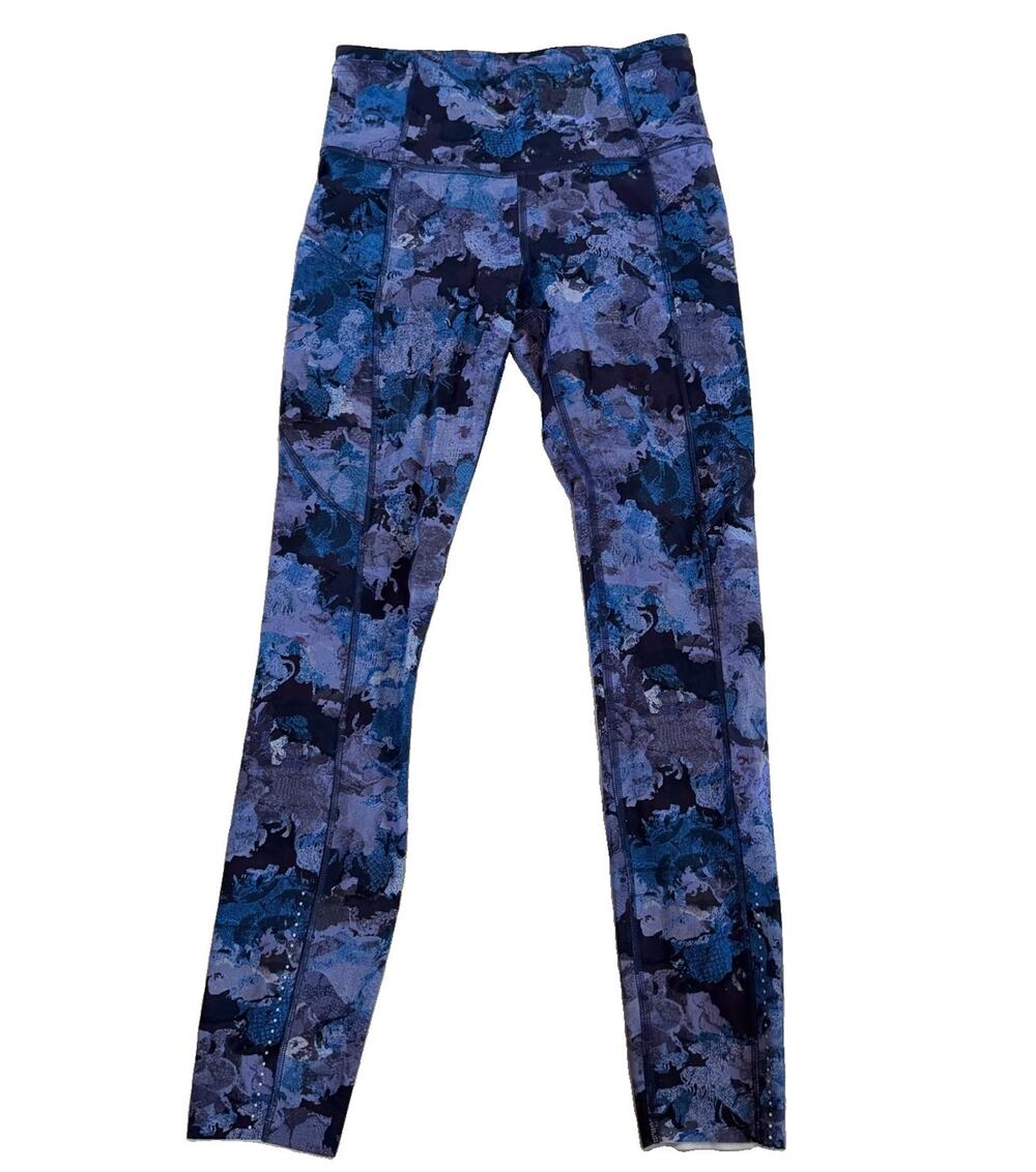 Lululemon Fast And Free High Rise Tight 25” Side Pockets 4 Screen Camo Multi